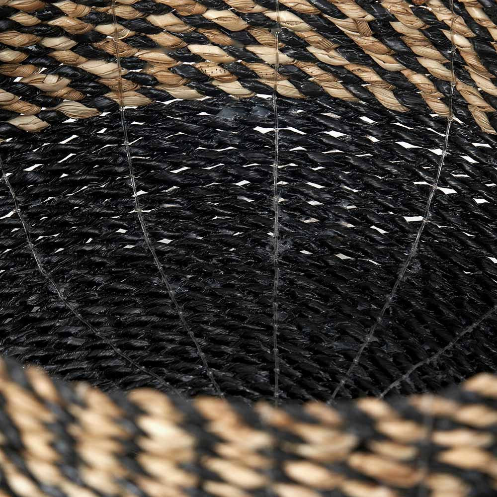 Set of 2 Seagrass Natural & Black Round Baskets